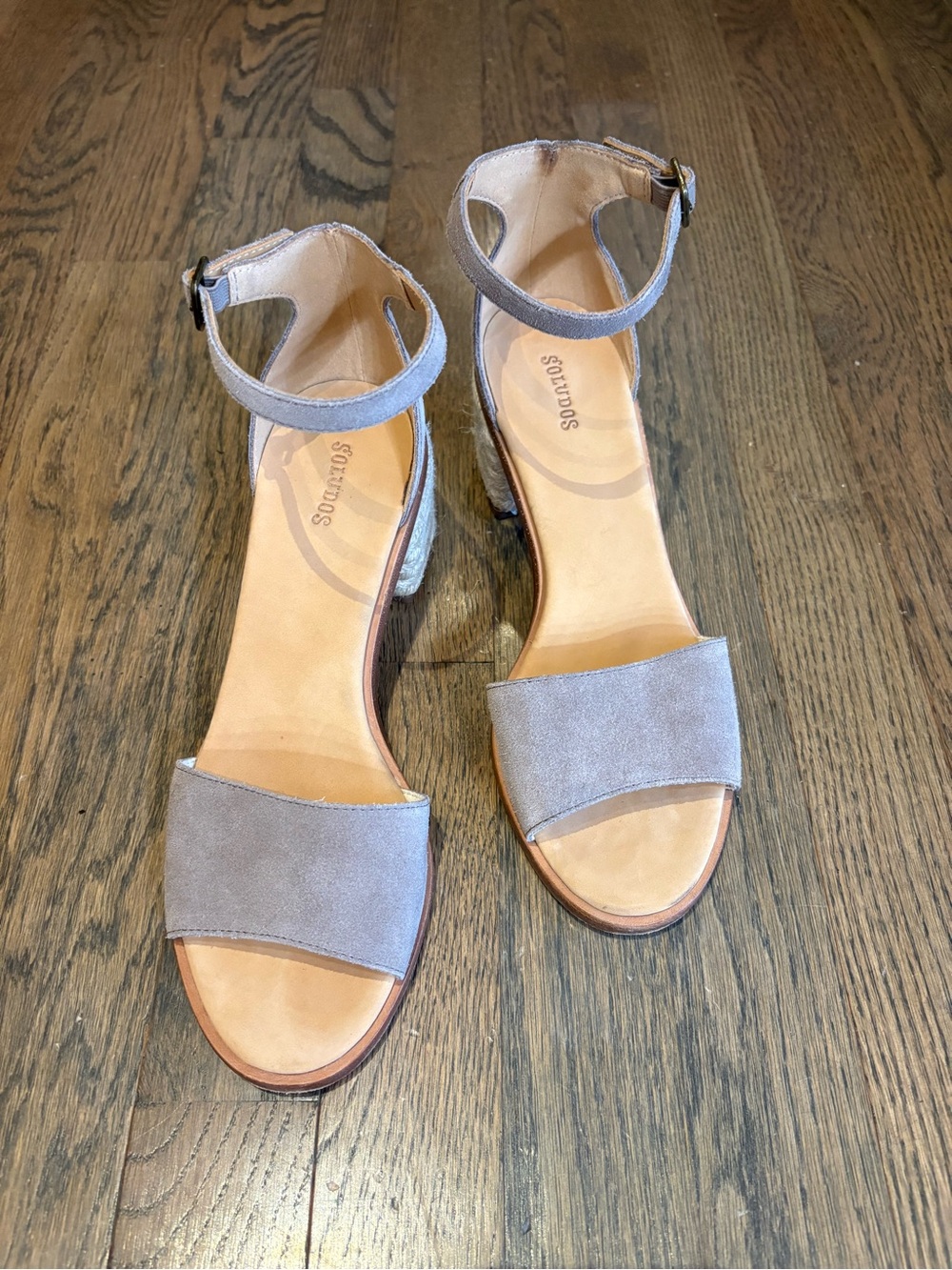 Soludos Khaki Suede Ankle-Strap Sandals